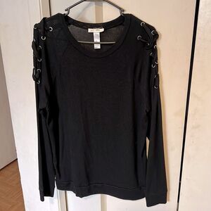 Black long sleeve lace up shoulder L
